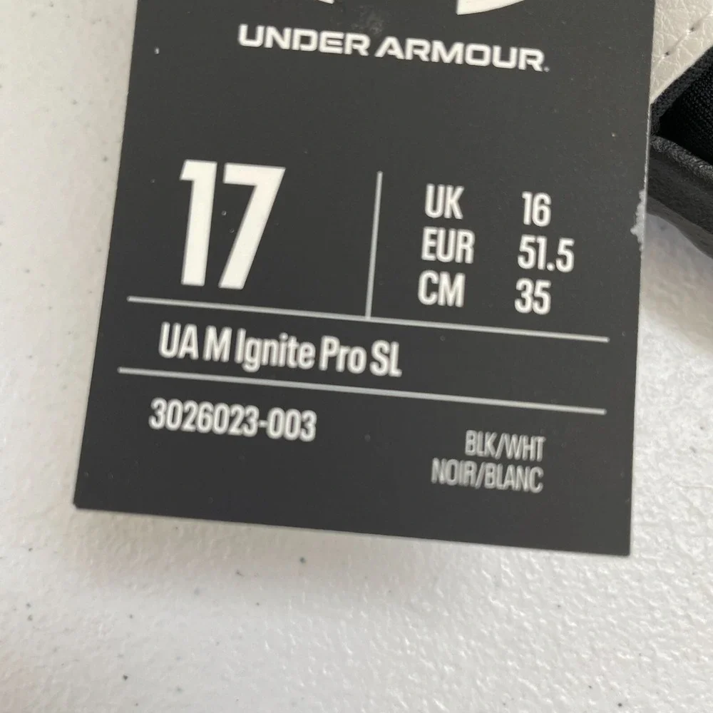 NEW $40 Under Armour Mens‎ Size 17 UA Ignite Pro SL Slide Sandals Black White